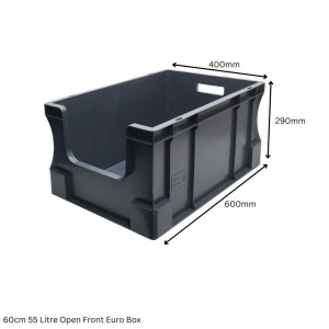 Heavy Duty Stacking Euro Box 60cm 55 Litre Open Front